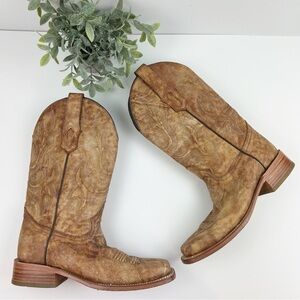 Corral Embroidery Sand Square Toe Cowboy Boots Women's Size 9